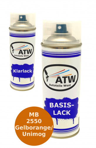 Autolack für Mercedes Benz 2550 Gelborange/Unimog +400ml Klarlack Set